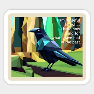 Gratitude mantra with artistic cubist Raven Sticker